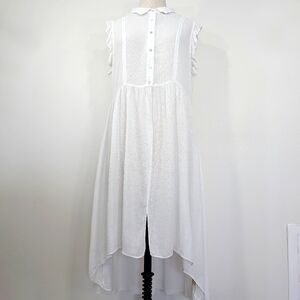 Anthropologie lightweight Viscose button front, Hi-lo textured duster dress. Lg.